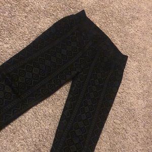 Black printed velvet leggings/pant